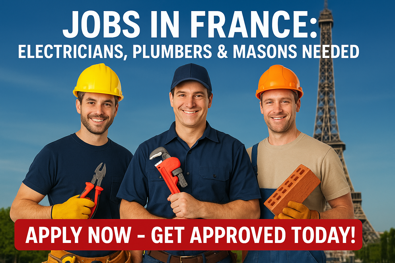 Jobs in France: Electricians, Plumbers & Masons Needed – Apply Now
